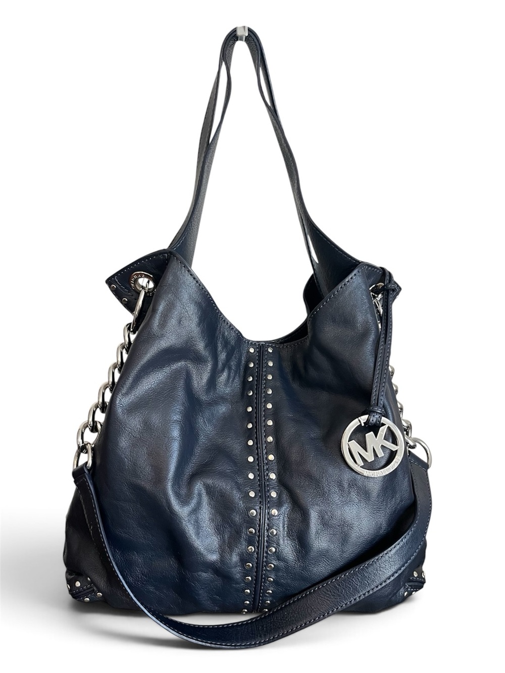 Micheal Michael Kors Navy Leather Studded Shoulder Bag